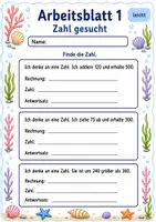 Vorschau - Arbeitsblätter - Zahlenrätsel Sachaufgaben | Mathematik Klasse 3 | 6 Arbeitsblätter als PDF - Seite 1