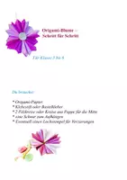 Vorschau - Mal- und Bastelvorlagen - Freebie Origami Blüte Blume auch als Gruppenarbeit Kunst Klasse 3- 6 - Seite 1