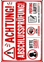 Vorschau - Poster - Türschild „Achtung! Abschlussprüfung“ - Querformat - Deckblatt