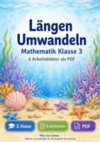 Vorschau - Arbeitsblätter - Längen Umwandeln | Mathematik Klasse 3 | 6 Arbeitsblätter als PDF - Deckblatt