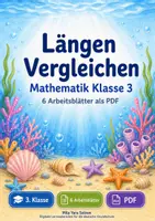 Vorschau - Arbeitsblätter - Längen Vergleichen | Mathematik Klasse 3 | 6 Arbeitsblätter als PDF - Deckblatt