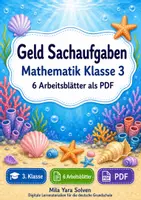 Vorschau - Arbeitsblätter - Geld Sachaufgaben | Mathematik Klasse 3 | 6 Arbeitsblätter als PDF - Deckblatt