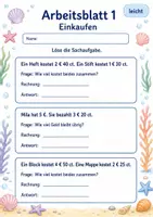 Vorschau - Arbeitsblätter - Geld Sachaufgaben | Mathematik Klasse 3 | 6 Arbeitsblätter als PDF - Seite 1