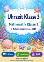 Vorschau - Arbeitsblätter - Uhrzeit Klasse 3 | Mathematik Klasse 3 | 6 Arbeitsblätter als PDF - Deckblatt