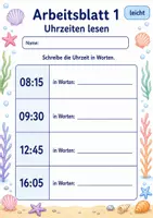 Vorschau - Arbeitsblätter - Uhrzeit Klasse 3 | Mathematik Klasse 3 | 6 Arbeitsblätter als PDF - Seite 1