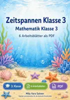 Vorschau - Arbeitsblätter - Zeitspannen Klasse 3 | Mathematik Klasse 3 | 6 Arbeitsblätter als PDF - Deckblatt