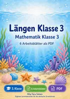 Vorschau - Arbeitsblätter - Längen Klasse 3 | Mathematik Klasse 3 | 6 Arbeitsblätter als PDF - Deckblatt