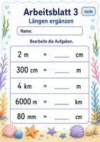 Vorschau - Arbeitsblätter - Längen Klasse 3 | Mathematik Klasse 3 | 6 Arbeitsblätter als PDF - Seite 3
