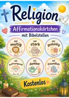 Vorschau - Bildkarten - Religion | 6 süße Affirmationskarten mit Bibelstellen | Kostenlos - Deckblatt
