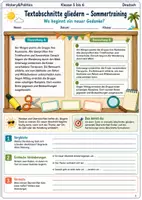 Vorschau - Arbeitsblätter - Textabschnitte gliedern Sommertraining Arbeitsheft Klasse 5 bis 6 Überschriften finden und Kernaussagen erkennen - Deckblatt