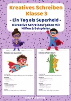 Vorschau - Stundenentwürfe - Kreatives Schreiben Klasse 3 – Ein Tag als Superheld | Schreibaufgaben mit Hilfen & Beispielen - Deckblatt