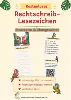 Vorschau - Mal- und Bastelvorlagen - Kostenloses Rechtschreib-Lesezeichen - Strategien & Übungswörter - Deckblatt