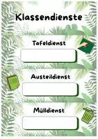 Vorschau - Anderer Materialtyp - Organisationsposter für Klassendienste - Seite 1