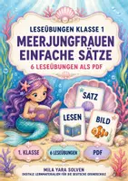 Vorschau - Arbeitsblätter - Leseübungen Klasse 1 – Meerjungfrauen einfache Sätze | Deutsch Klasse 1 | 6 Leseübungen als PDF - Deckblatt