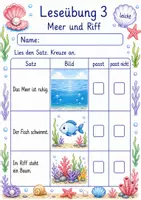 Vorschau - Arbeitsblätter - Leseübungen Klasse 1 – Meerjungfrauen einfache Sätze | Deutsch Klasse 1 | 6 Leseübungen als PDF - Seite 3