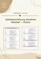 Vorschau - Anderer Materialtyp - Einschätzung der mündlichen Mitarbeit Chemie (Anfangsunterricht) - Deckblatt