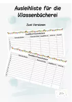 Vorschau - Lehrpläne/Lehrermaterial - Liste für das Ausleihen aus der Klassenbücherei - Deckblatt