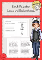 Vorschau - Arbeitsblätter - Lesen Recherchieren Berufe Polizist - Deckblatt