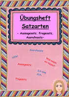 Vorschau - Aufgabenkarten - Übungsheft Satzarten - Fragesatz, Aussagesatz, Ausrufesatz - Deckblatt