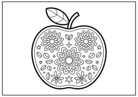 Vorschau - Mal- und Bastelvorlagen - Äpfel Mandalas für Kinder Ausmalbilder für Grundschule Kunst - Seite 2