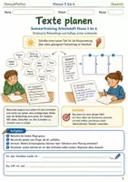 Vorschau - Arbeitsblätter - Texte planen Sommertraining Arbeitsheft Klasse 5 bis 6 Stichworte Reihenfolge und Aufbau sicher entwickeln - Deckblatt