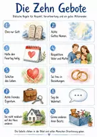 Vorschau - Arbeitsblätter - Lernposter + Arbeitsblätter zum Thema "Zehn Gebote" + Lösung & MP3 + Mindmap + Infografik - Deckblatt