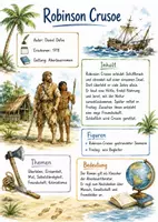 Vorschau - Arbeitsblätter - Lernposter + Arbeitsblätter zum Thema "Robinson Crusoe" + Lösung & MP3 + Mindmap + Infografiken - Deckblatt