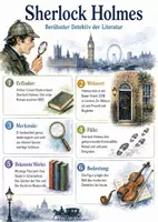 Vorschau - Arbeitsblätter - Lernposter + Arbeitsblätter zum Thema "Sherlock Holmes" + Lösung & MP3 + Mindmap + Infografik - Deckblatt
