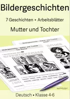 Vorschau - Arbeitsblätter - 7 Bildergeschichten + kreative Schreibanlässe "Mutter und Tochter" - Deckblatt
