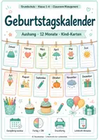 Vorschau - Poster - Geburtstagskalender: Monatskarten Klasse 1-4 - Deckblatt