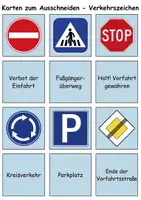 Vorschau - Spiele - Merk es dir Verkehrsschilder / Verkehrszeichen (Bild-Wort) - DaZ/DaF / Deutsch (Klasse 1 bis 4) - Seite 1