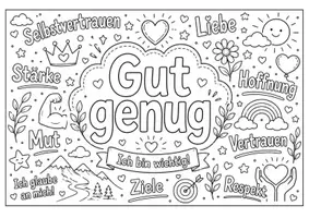 Vorschau - Arbeitsblätter - Kreatives Ausmalbild & Suchrätsel zu "Gut genug" - Seite 1