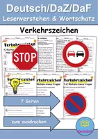Vorschau - Mal- und Bastelvorlagen - Verkehrsschilder / Verkehrszeichen: Leseverstehen und Wortschatz - DaZ/DaF • Deutsch • Sachunterricht - Deckblatt