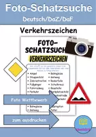 Vorschau - Spiele - Foto-Schatzsuche: Verkehrsschilder / Verkehrszeichen - DaZ/DaF / Deutsch (Klassenspiel) - Deckblatt