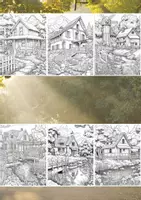 Vorschau - Mal- und Bastelvorlagen - 50 Häuser Malbilder - Ausmalbilder für jedes Alter - Seite 1