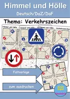 Vorschau - Arbeitsblätter - Himmel und Hölle: Verkehrsschilder / Verkehrszeichen - DaZ/DaF / Deutsch (flaten/basteln) - Deckblatt
