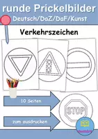 Vorschau - Mal- und Bastelvorlagen - runde Prickelbilder / Fensterbilder: Verkehrsschilder / Verkehrszeichen - Grundschule - Bastelvorlagen - Deckblatt