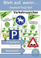 Vorschau - Spiele - Steh auf wenn... Verkehrsschilder / Verkehrszeichen - DaZ/DaF / Deutsch (Bewegungsspiel) - Deckblatt