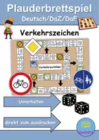 Vorschau - Spiele - Plauderbrettspiel: Thema Verkehrsschilder / Verkehrszeichen - DaZ/DaF / Deutsch - Deckblatt