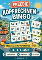 Vorschau - Mal- und Bastelvorlagen - Kopfrechnen-Bingo – Mathe-Spiel für Autofahrt & Ferien 3.–4. Klasse FREEBIE - Deckblatt