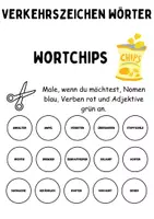 Vorschau - Arbeitsblätter - Wortarten Chips Verkehrsschilder / Verkehrszeichen - DaZ/DaF / Deutsch (Nomen • Verben • Adjektive) - Seite 2