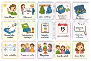 Vorschau - Arbeitsblätter - XXL Bildkarten-Materialpaket Grundschule | 9 Sets mit 140 Karten für Klassenführung, Rituale und Englisch - Seite 2
