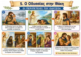 Προεπισκόπηση - Υποστηρικτικό υλικό / Ειδική αγωγή - Σχεδιάγραμμα με εικονογράφηση: Ενότητα 6η (Οι περιπέτειες του Οδυσσέα) - Κεφάλαιο 5ο (Ο Οδυσσέας στην Ιθάκη) - Ιστορία Γ' Δημοτικού - Σελίδα 1
