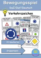 Vorschau - Spiele - Bewegungsspiel: Verkehrsschilder / Verkehrszeichen - DaZ/DaF / Deutsch (Spielkarten) - Deckblatt