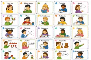 Vorschau - Arbeitsblätter - Arbeitsauftragskarten Grundschule Klasse 1–4 | 25 Bildkarten für klare Arbeitsanweisungen und selbstständiges Lernen - Seite 1