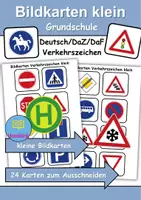 Vorschau - Spiele - Kleine Bildkarten: Verkehrsschilder / Verkehrszeichen - Vokabelkarten (DaZ/DaF / Deutsch) - Deckblatt