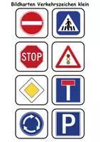 Vorschau - Spiele - Kleine Bildkarten: Verkehrsschilder / Verkehrszeichen - Vokabelkarten (DaZ/DaF / Deutsch) - Seite 2