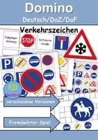 Vorschau - Mal- und Bastelvorlagen - Domino Verkehrsschilder / Verkehrszeichen - Bastelvorlage - DaZ/DaF / Deutsch (Wortschatz) - Deckblatt