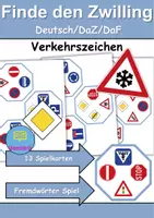 Vorschau - Spiele - Finde den Zwilling Verkehrsschilder / Verkehrszeichen - DaZ/DaF / Deutsch (Grundschule) Kartenspiel - Deckblatt