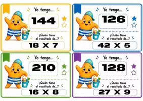 Vista previa - Juegos / Gamificación - ¿Quién tiene…? Multiplicaciones
. 5.º Primaria. Cálculo mental y aprendizaje cooperativo. Paso a sexto. - página 3